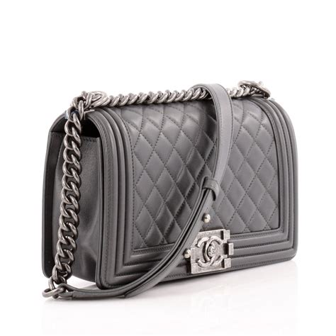 chanel boy bag grey|chanel boyfriend bag.